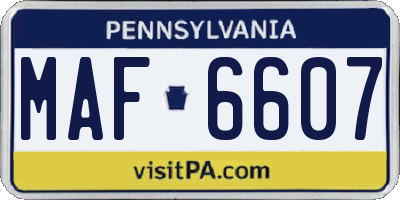 PA license plate MAF6607