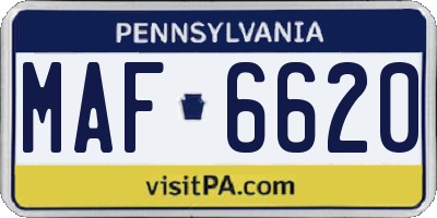 PA license plate MAF6620