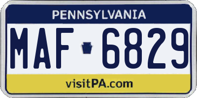 PA license plate MAF6829