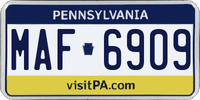PA license plate MAF6909