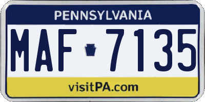 PA license plate MAF7135