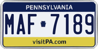 PA license plate MAF7189