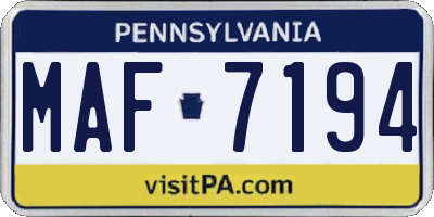 PA license plate MAF7194