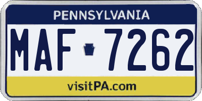 PA license plate MAF7262