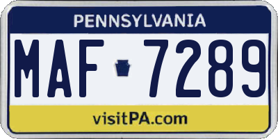 PA license plate MAF7289