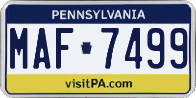 PA license plate MAF7499