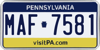 PA license plate MAF7581