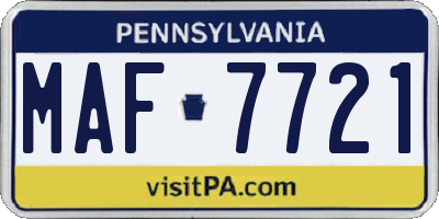 PA license plate MAF7721