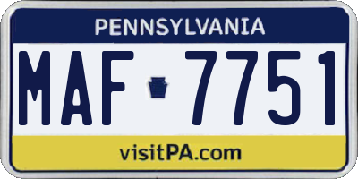 PA license plate MAF7751