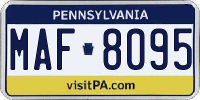 PA license plate MAF8095
