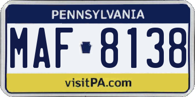 PA license plate MAF8138