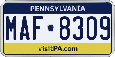 PA license plate MAF8309