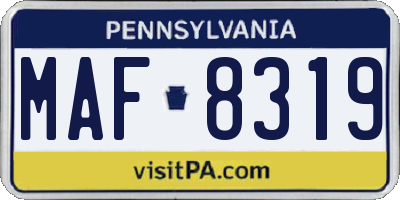 PA license plate MAF8319