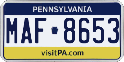 PA license plate MAF8653