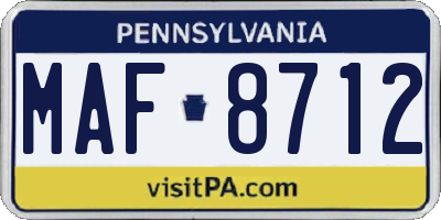 PA license plate MAF8712