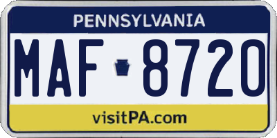 PA license plate MAF8720