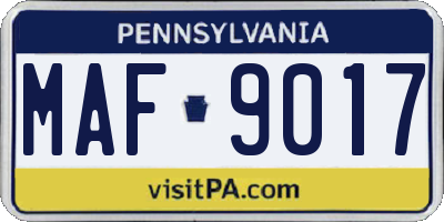 PA license plate MAF9017
