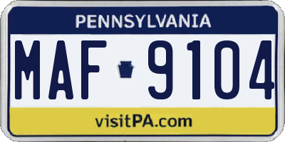 PA license plate MAF9104