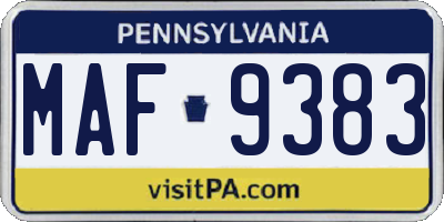 PA license plate MAF9383