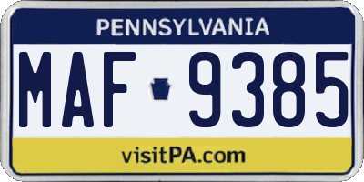 PA license plate MAF9385