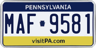 PA license plate MAF9581