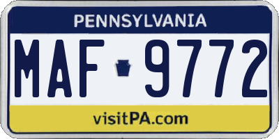 PA license plate MAF9772