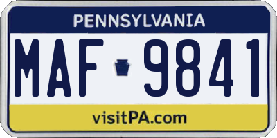 PA license plate MAF9841