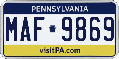 PA license plate MAF9869