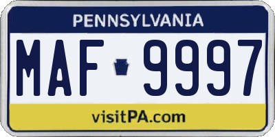 PA license plate MAF9997