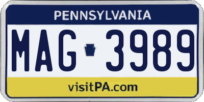 PA license plate MAG3989