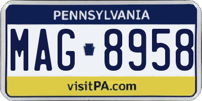 PA license plate MAG8958