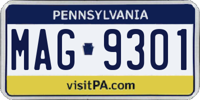 PA license plate MAG9301