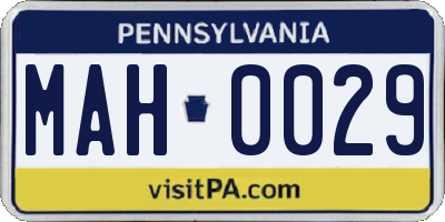 PA license plate MAH0029