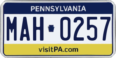 PA license plate MAH0257
