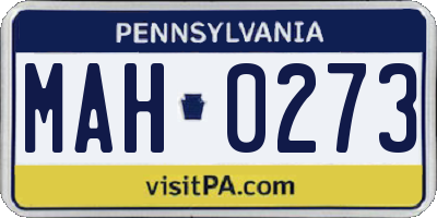 PA license plate MAH0273