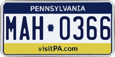 PA license plate MAH0366