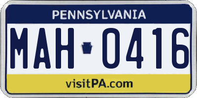 PA license plate MAH0416
