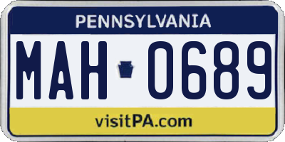 PA license plate MAH0689