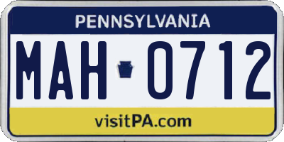 PA license plate MAH0712