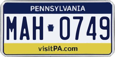 PA license plate MAH0749
