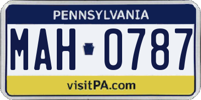 PA license plate MAH0787