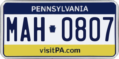 PA license plate MAH0807
