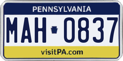 PA license plate MAH0837
