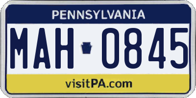 PA license plate MAH0845