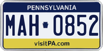 PA license plate MAH0852