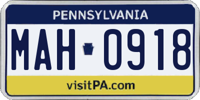 PA license plate MAH0918