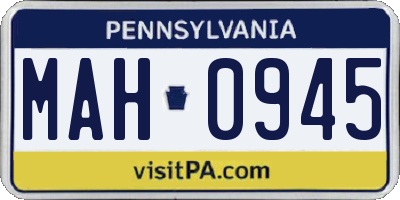 PA license plate MAH0945