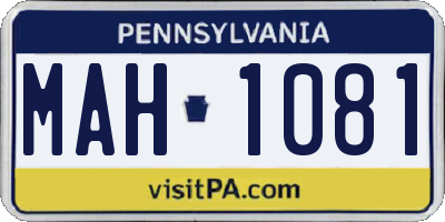 PA license plate MAH1081