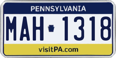PA license plate MAH1318