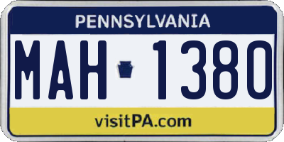 PA license plate MAH1380